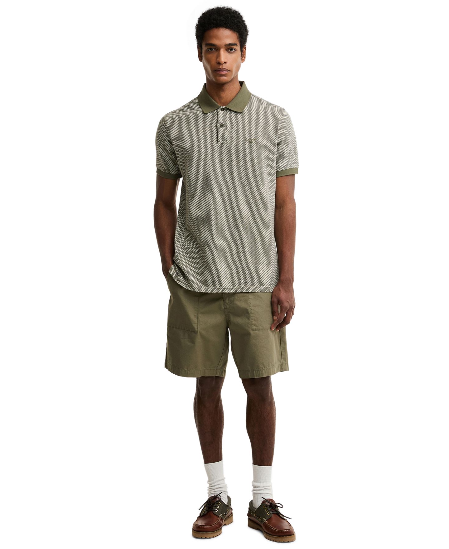 Мужское поло Barbour Copgrove Tailored-Fit Cotton Polo Shirt, цвет: Пыльный оливковый — фото 2