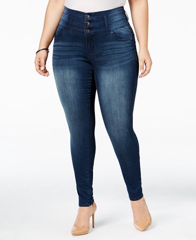 Body Sculpt by Celebrity Pink Trendy Plus Size Free Spirit Medium Wash Skinny Jeans