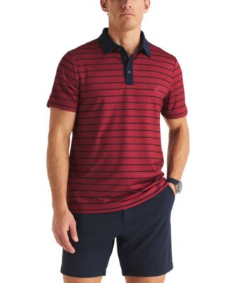 Men's Striped Moisture-Wicking Classic-Fit Polo Shirt