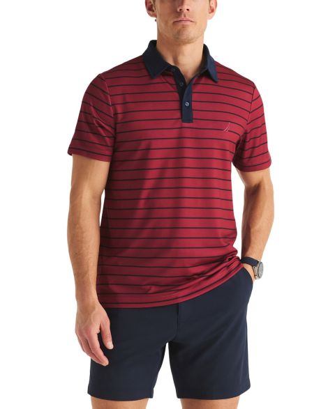 Мужское поло Nautica Striped Moisture-Wicking Classic-Fit Polo Shirt, цвет: Rusted Hull