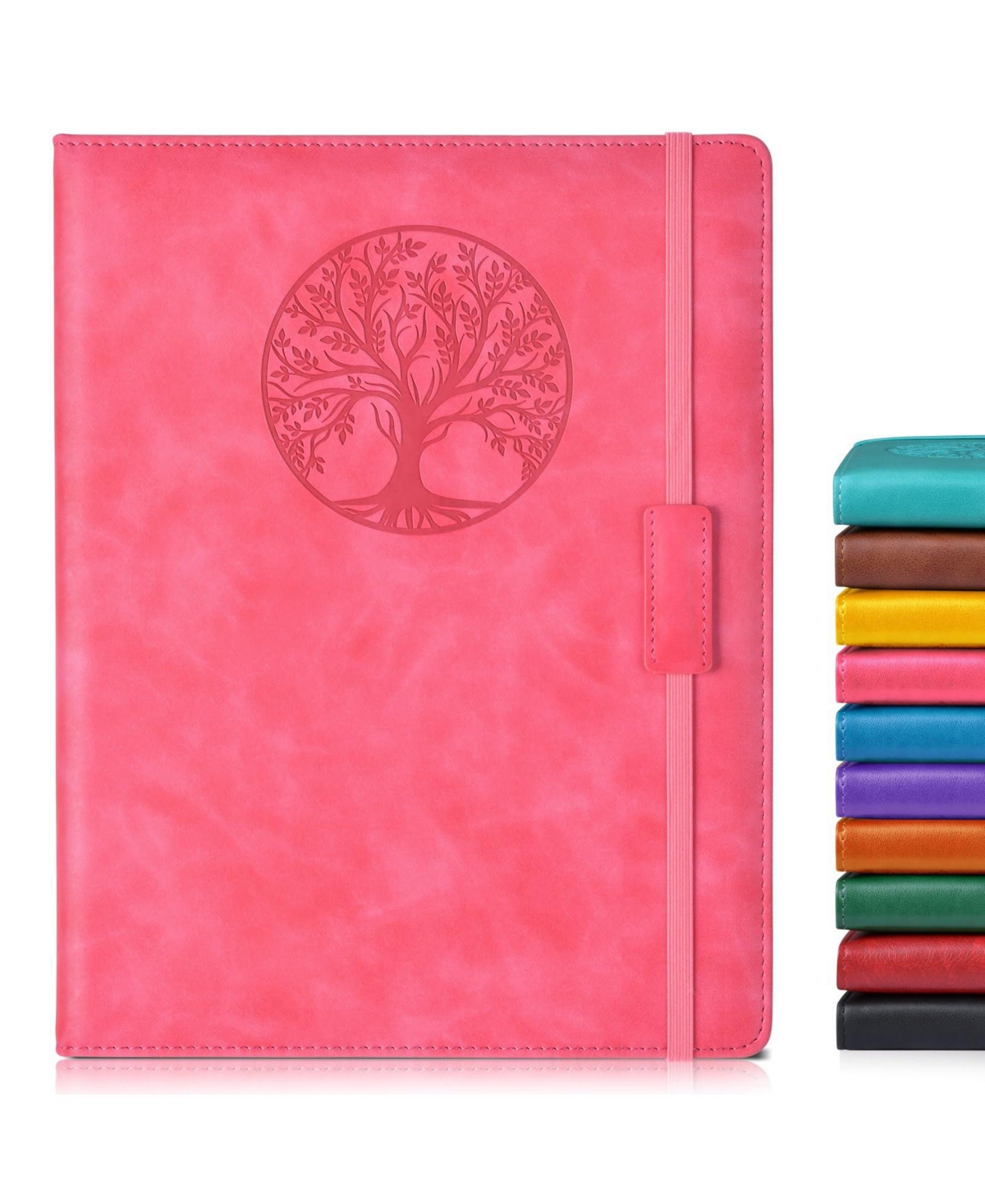 Gnuadz Lined Journal Notebook Hardcover Leather Ruled Writing Diary - Pink a4-sized lined pages