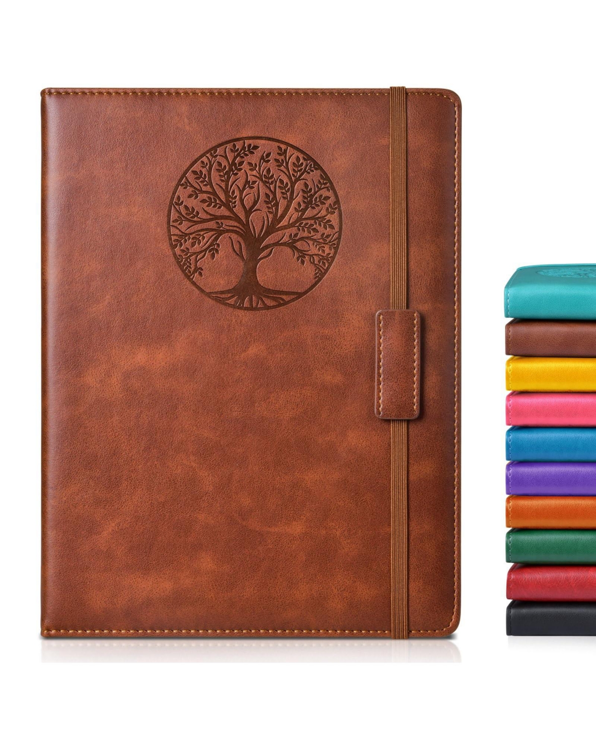 Gnuadz Lined Journal Notebook Hardcover Leather Ruled Writing Diary - Brown b5-sized lined pages
