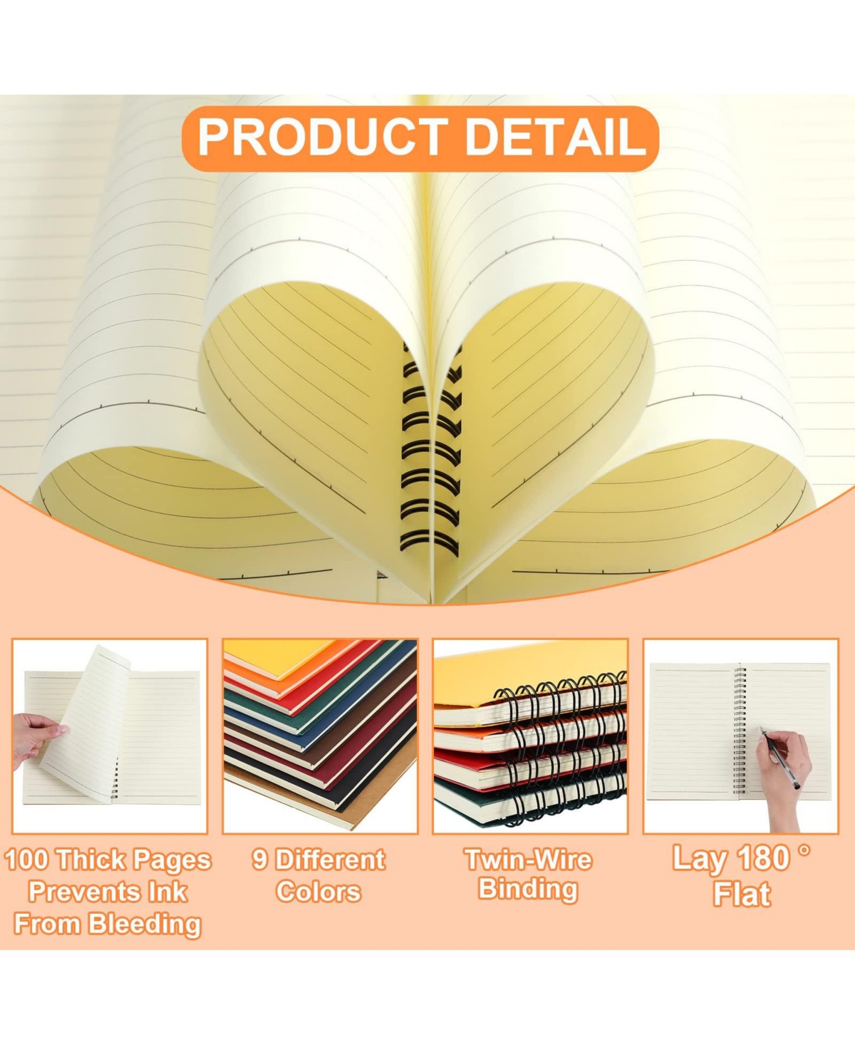 Gnuadz Spiral Notebook Lined Journal A5 Writing Notepad