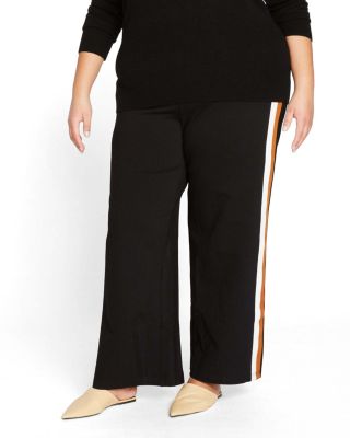 Plus Size Wide Leg Stripe Ponte Pants