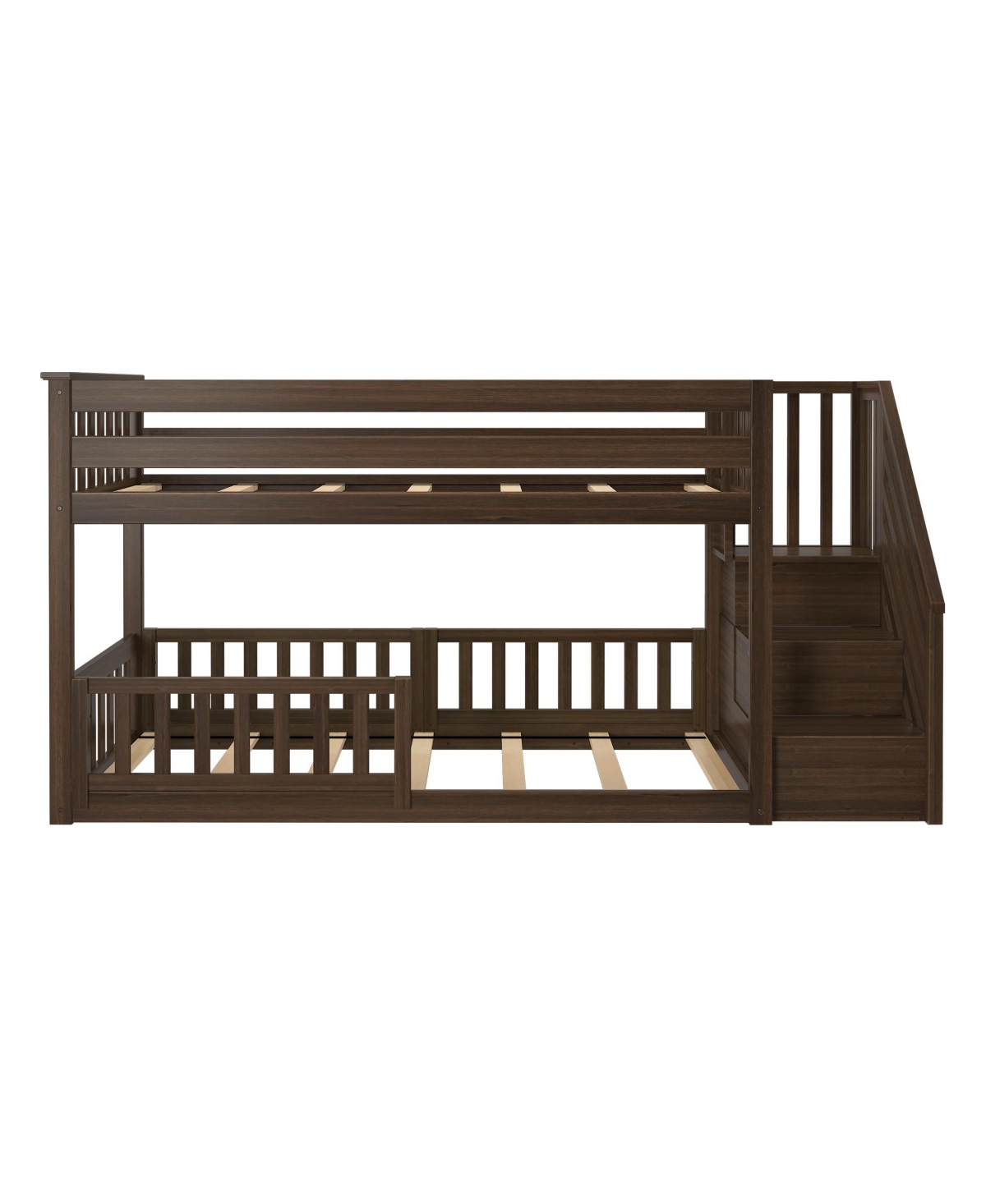 Max and Lily Low Twin over Bunk with Stairs Single Guard Rail