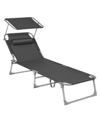 Sun Lounger with Sunshade and Adjustable Backrest Outdoor Chair