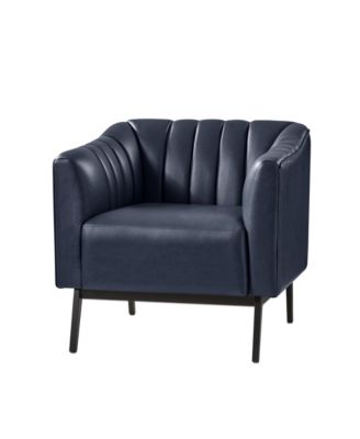 Byanka Industry Wide Faux Leather Chair with Channel Tufting