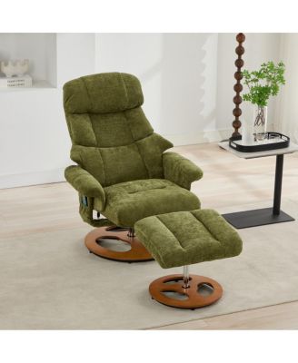 Ergonomic Swivel Recliner with Ottoman, Massage, Heat