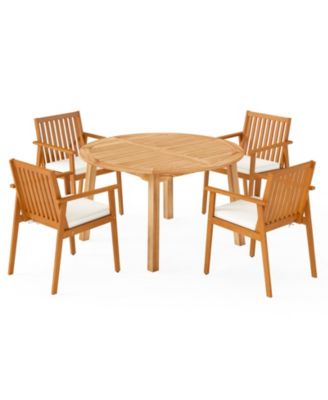 Outdoor Dining Set 5 Piece Acacia Wood Table Umbrella Hole