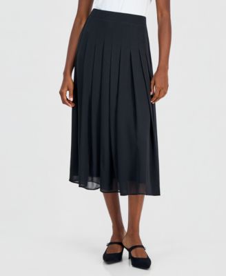 Women's Pull-On Pleat-Front Midi Skirt