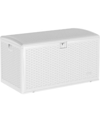 99 Gallon Waterproof Resin Deck Box, Lockable Storage Container for Patio Furniture and Tools - Outdoor Storage Bin for Pool and Garden
