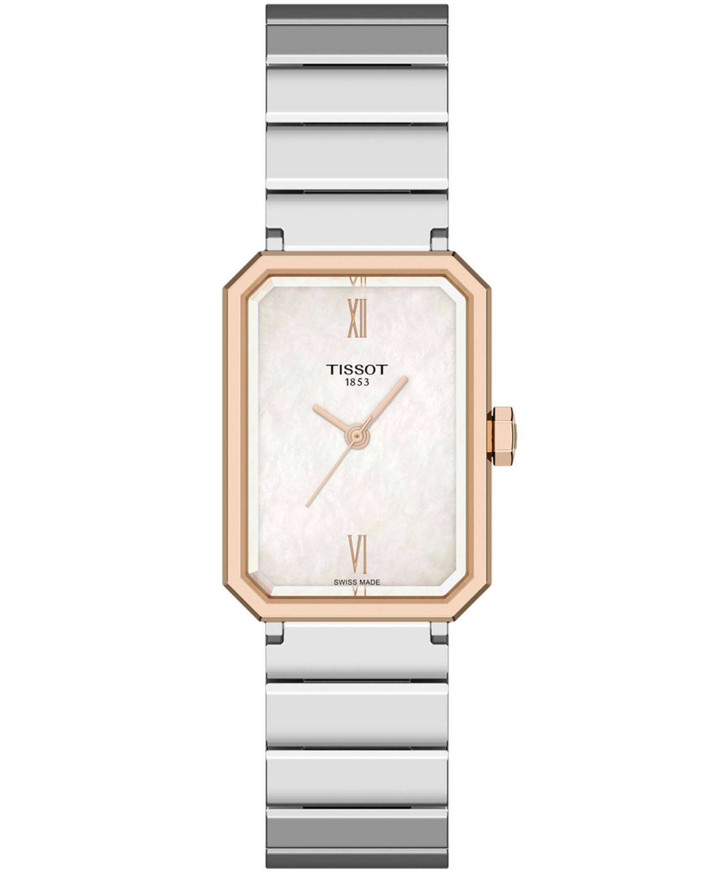 Женские прямоугольные часы Tissot со стальным корпусом серебристого цвета, 21.8 мм — фото 1
