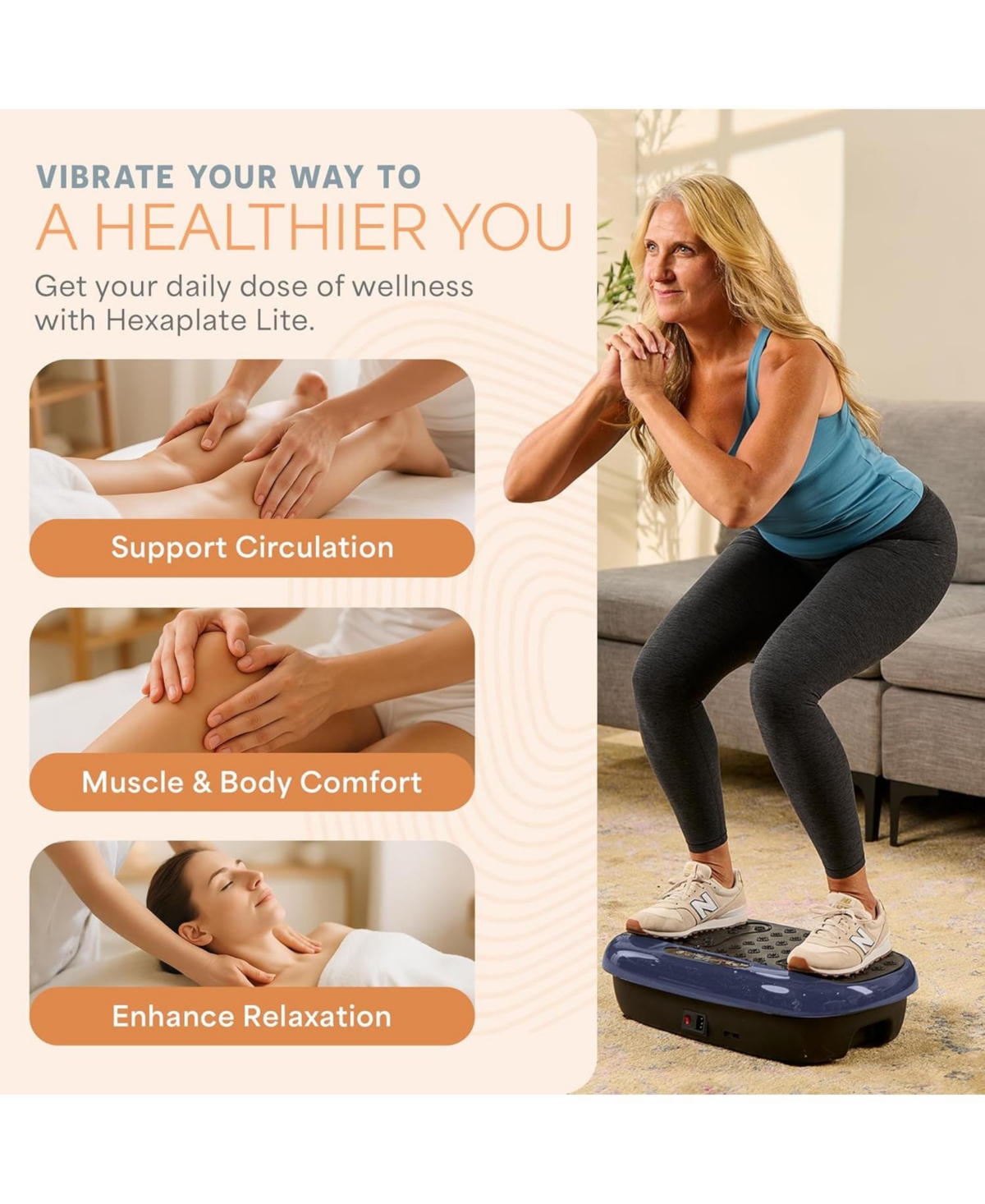 Lifepro HexaPlate Lite Vibration Plate Exercise Machine