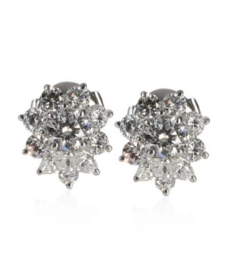 Pre-Owned Tiffany Co Platinum Diamond Victoria Cluster Earrings - Platinum 15000$