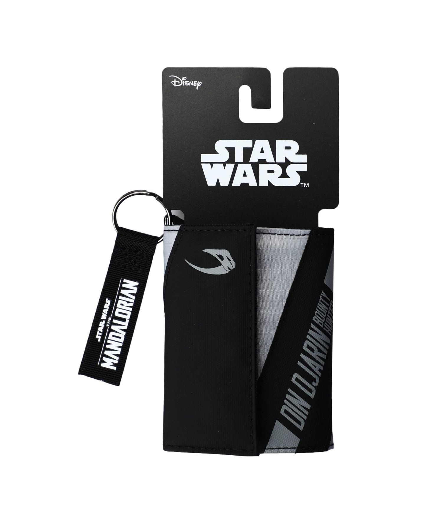 Мужской кошелёк Star Wars: The Mandalorian Din Djarin The Mandalorian Tri-fold Wallet with Keychain Clip, цвет: Чёрный — фото 9