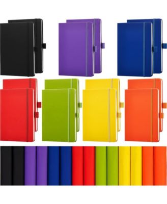 Lined Journal Hardcover Notebook College Ruled Pen Holder PU Leather