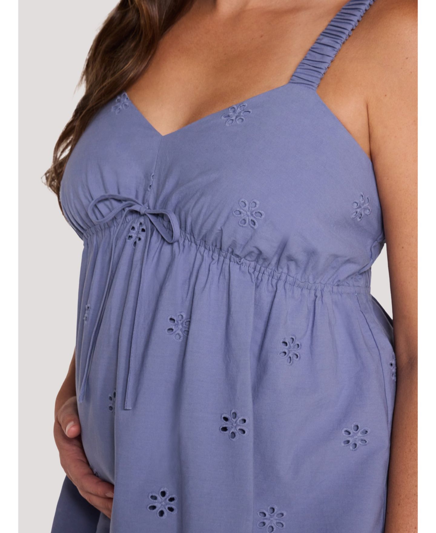 Женский топ Motherhood Maternity Motherhood Scrunch Strap Woven Cami, цвет: Средний синий — фото 4