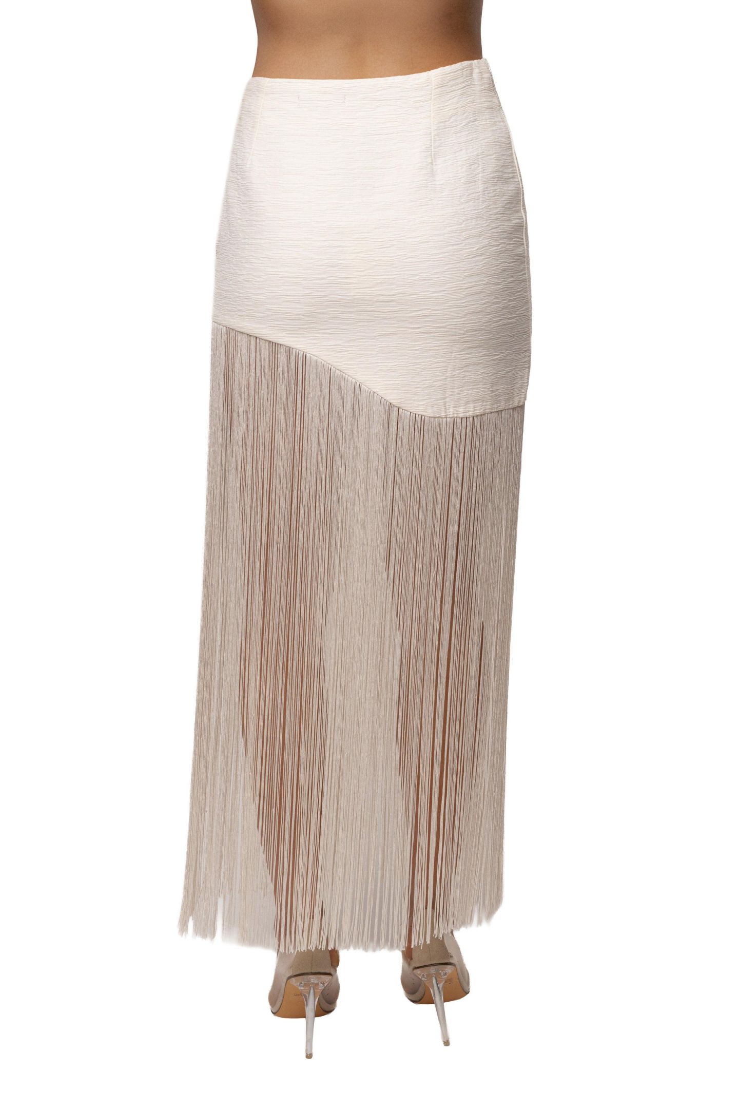 Женская юбка JLUXLABEL Gala Nights Fringe, цвет: Слоновая кость — фото 3