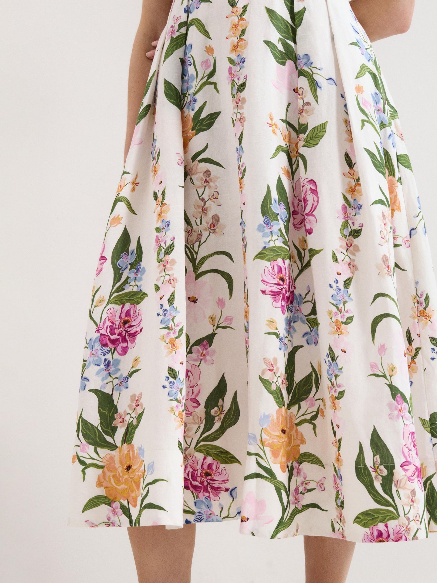 Женское платье Phase Eight Lucia Linen Blend Square Neck Midi, цвет: Разноцветный — фото 7