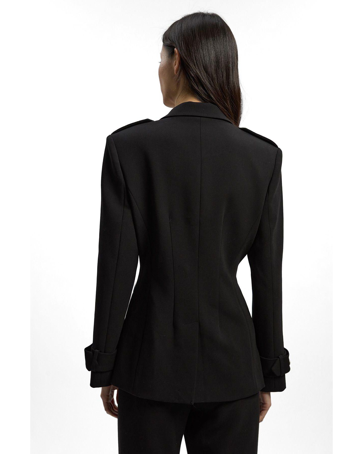Женский пиджак Karen Millen Petite Military Single Breasted Blazer, цвет: Чёрный — фото 3
