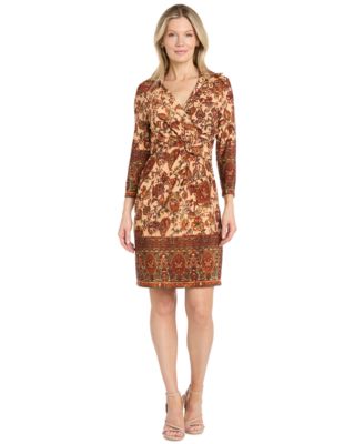 Women's Border-Print Knee-Length Dress