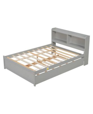 Bed with Trundle and Bookcase Headboard