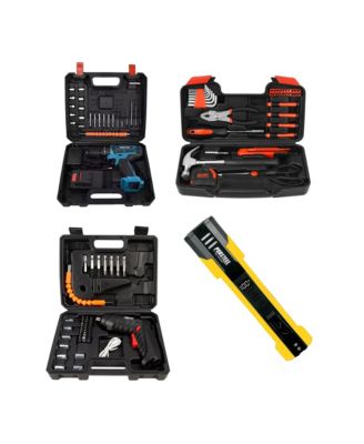 Essential Power & Precision Kit: Drill, Electric Screwdriver, Handy Solutions Tools & Ultra Bright Flashlight