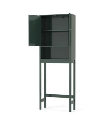 Over The bath fixture Storage Cabinet with Fluted Doors Space Saving Organizer