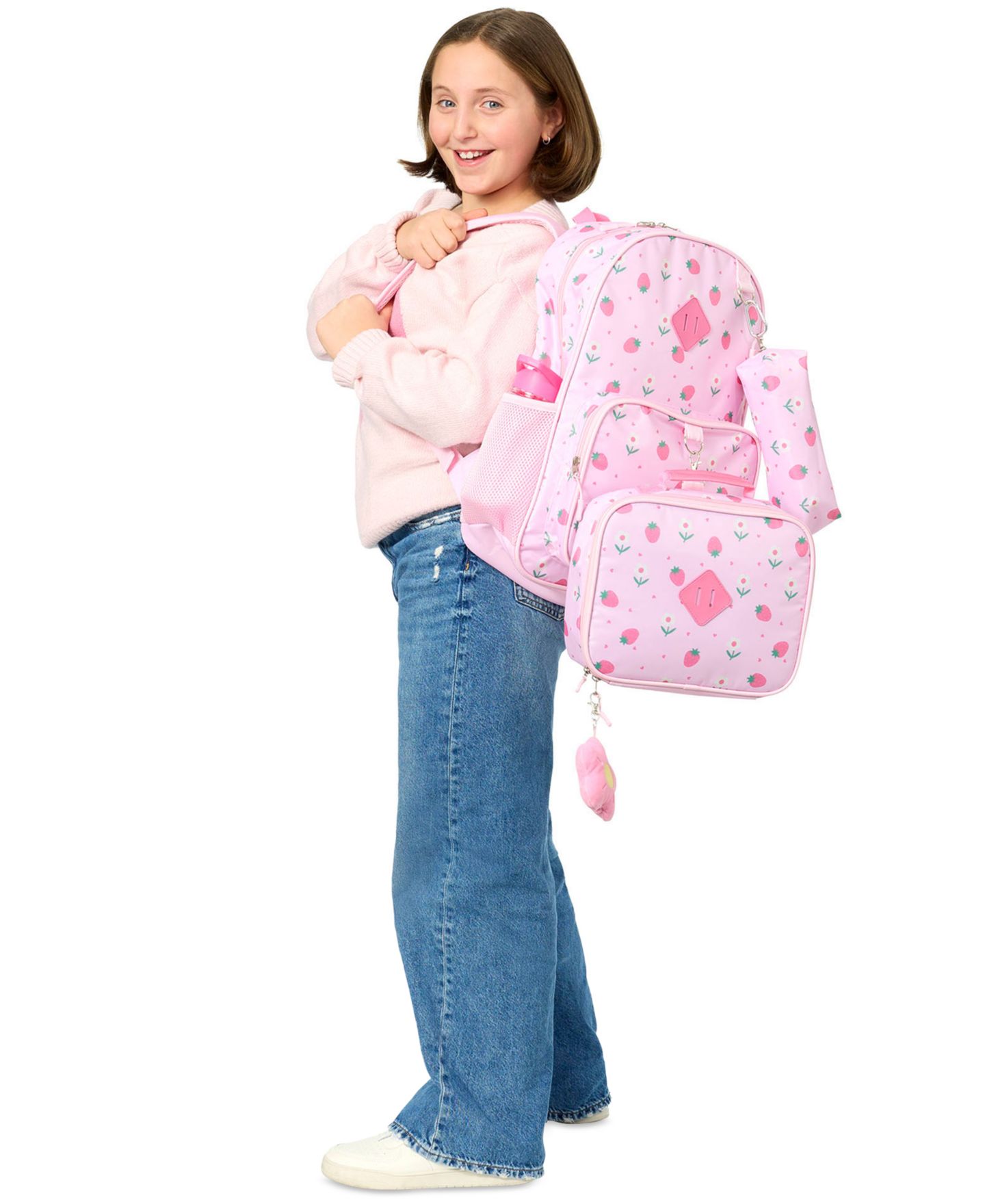 Сумки Rainbow Sugar Watercolor Elevated Backpack, Lunchbox, Pencil Case Set, Water Bottle with Lavender Lid and Carabinar, 5-Piece Set для девочек, цвет: Розовый / Разноцветный — фото 8