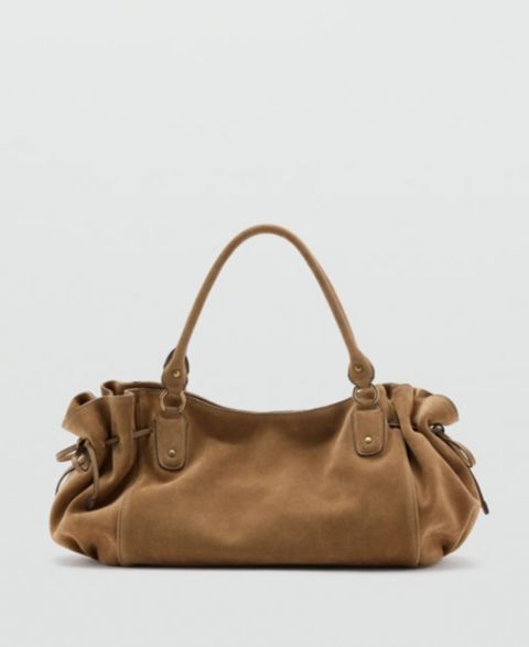 Женская сумка MANGO Starring Hailey Bieber Suede Shoulder, цвет: Средний коричневый