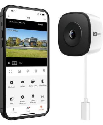 3MP 2K Window Security Camera, Indoor WiFi Cam with Color Night Vision, Person Detection, Auto-Focus, 2.4/5GHz, Alexa & Google