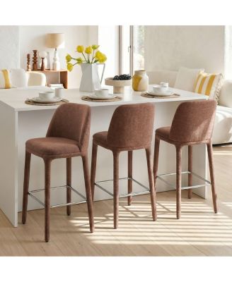 Set of 3 Counter Height Stools With Back, 26.5" Seat Height