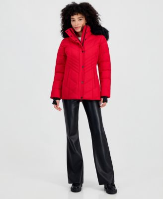 Women's Faux-Fur-Trim Hooded Puffer Coat