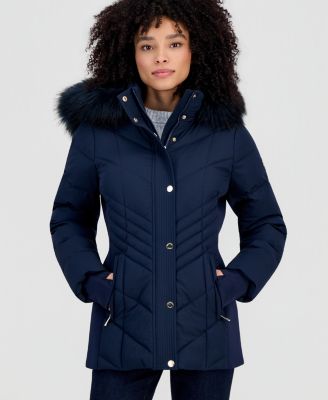 Women's Faux-Fur-Trim Hooded Puffer Coat, Created for Macy's