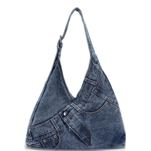 Женские сумки SUSU Women's Juno Hobo Slouchy Shoulder Washed Jean Patchwork Tote Casual Everyday Crossbody Soft Handbag