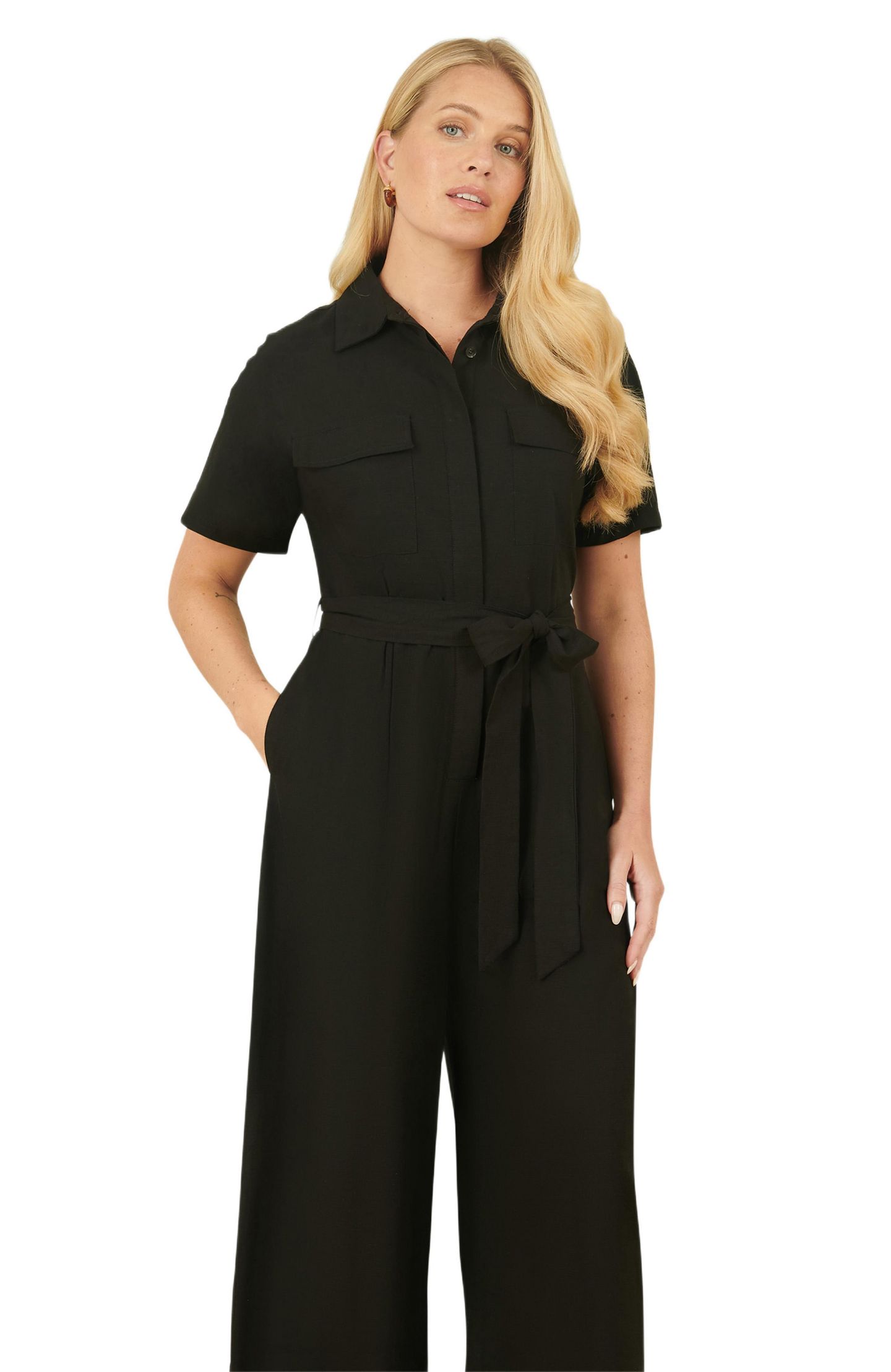 Женский комбинезон Yumi Utility Relaxed Fit Jumpsuit, цвет: Чёрный — фото 2