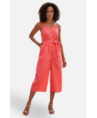 Women's Gingham Button Through Jumpsuit