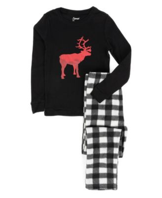 Kids Matching Family Cotton Top and Fleece Pants Holiday Pajamas.