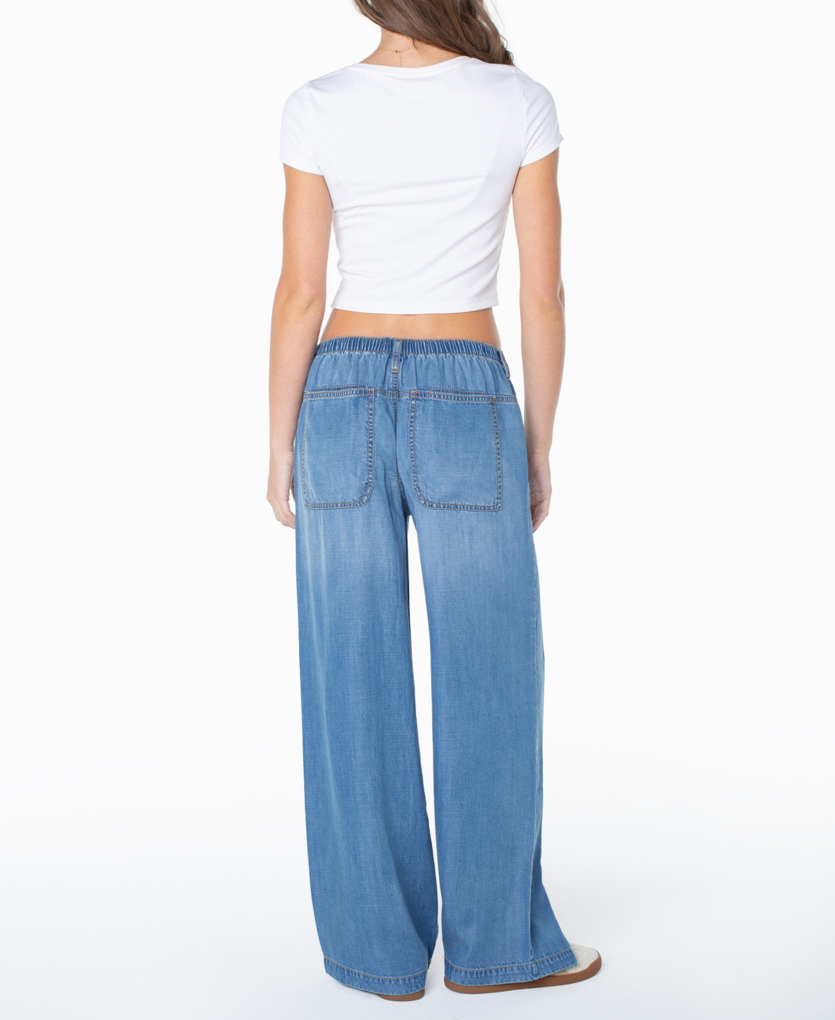 Celebrity Pink Juniors' Light-Weight Wide-Leg Drawstring Jeans