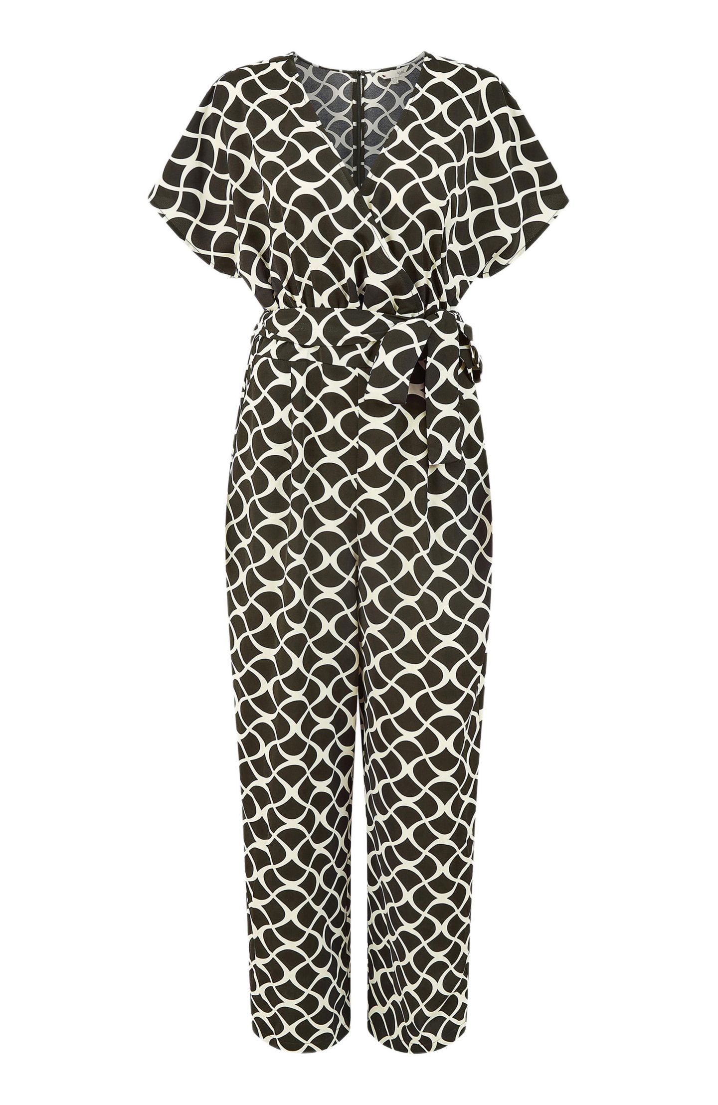 Женский комбинезон Yumi Geometric Print Wrap Jumpsuit, цвет: Чёрный — фото 2