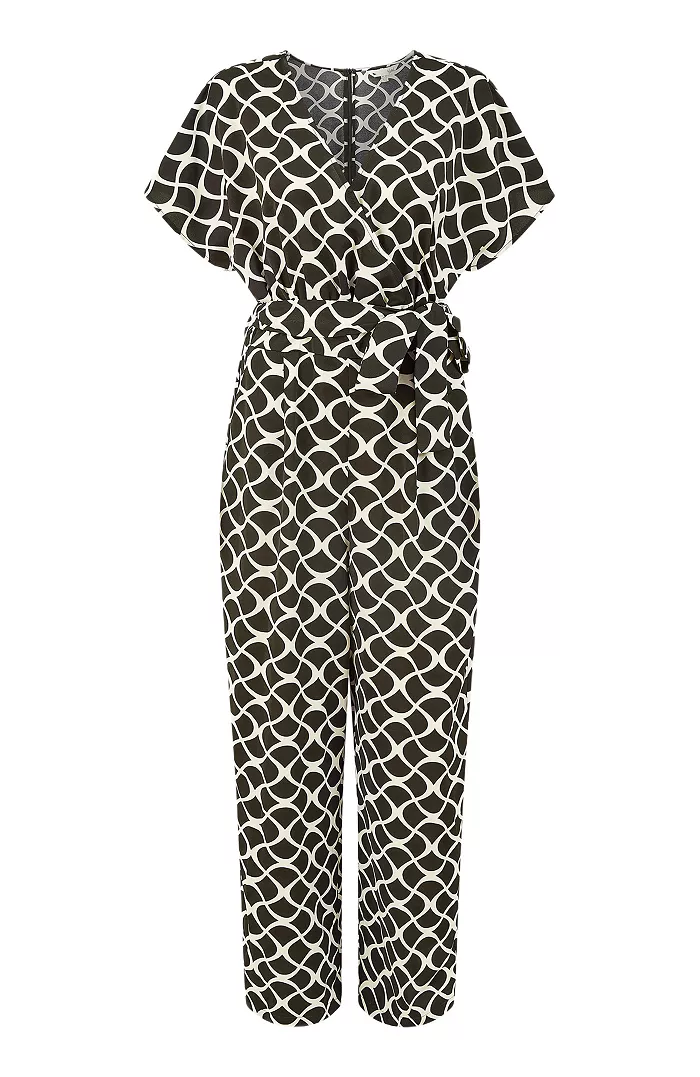 Women's Geometric Print Wrap Jumpsuit - thumbnail 10