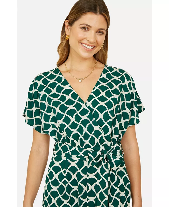 Women's Geometric Print Wrap Jumpsuit - thumbnail 6