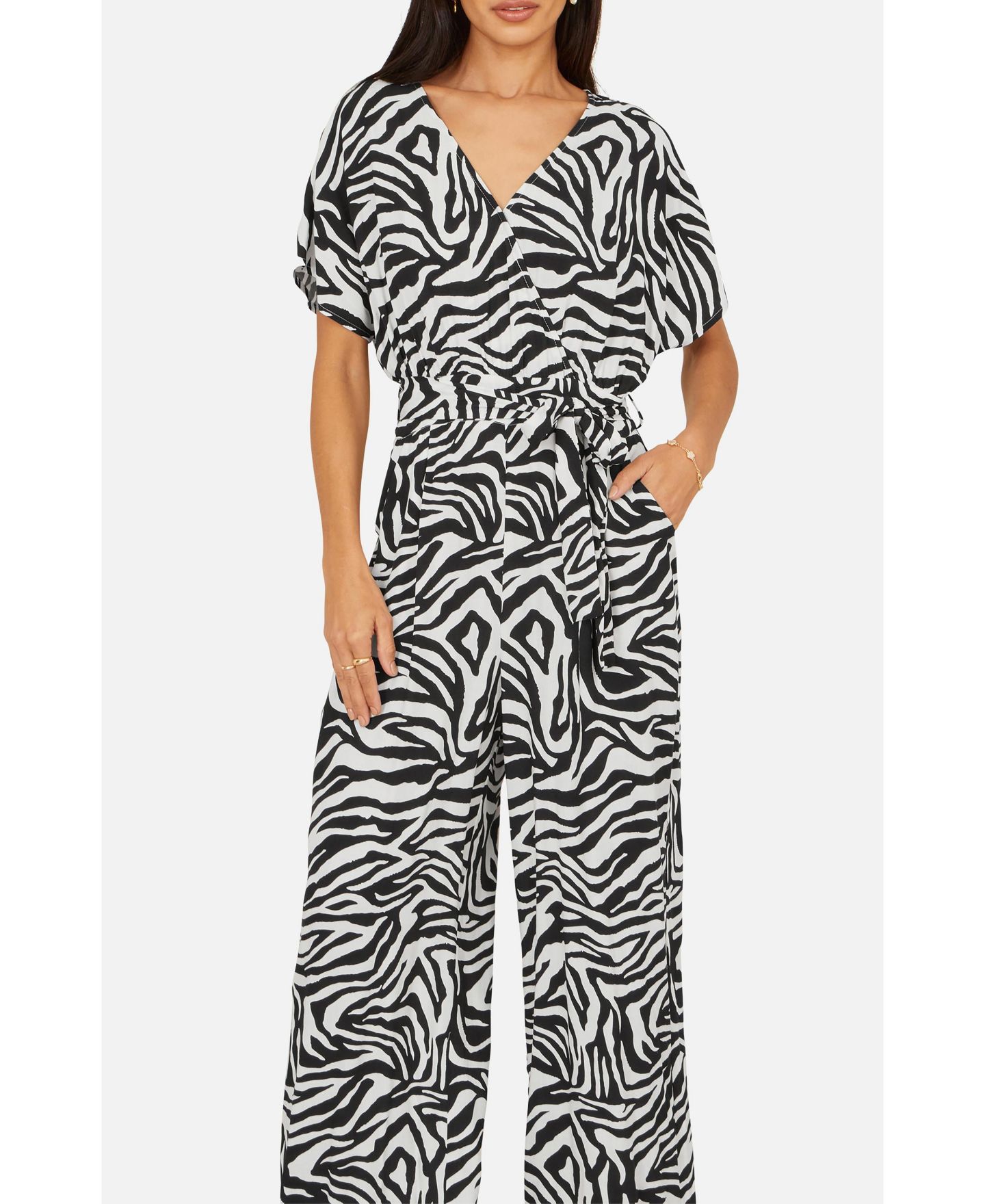 Женский комбинезон Yumi Zebra Print Relaxed Jumpsuit, цвет: Чёрный — фото 8