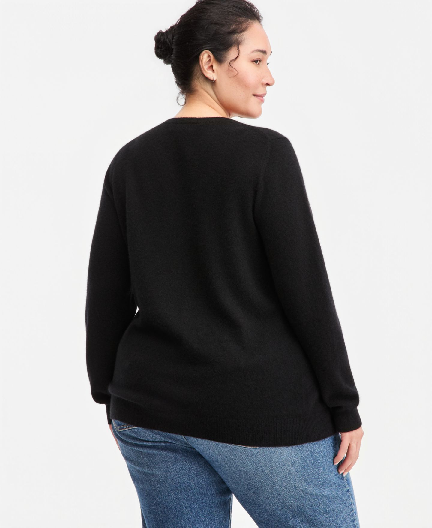 Женский свитер Charter Club Plus Size 100% Cashmere Crewneck, цвет: Чёрный — фото 3