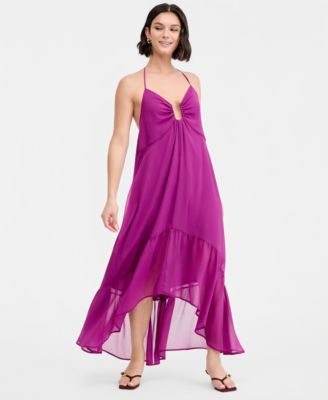 Women's Chiffon Halter High-Low Maxi Dress