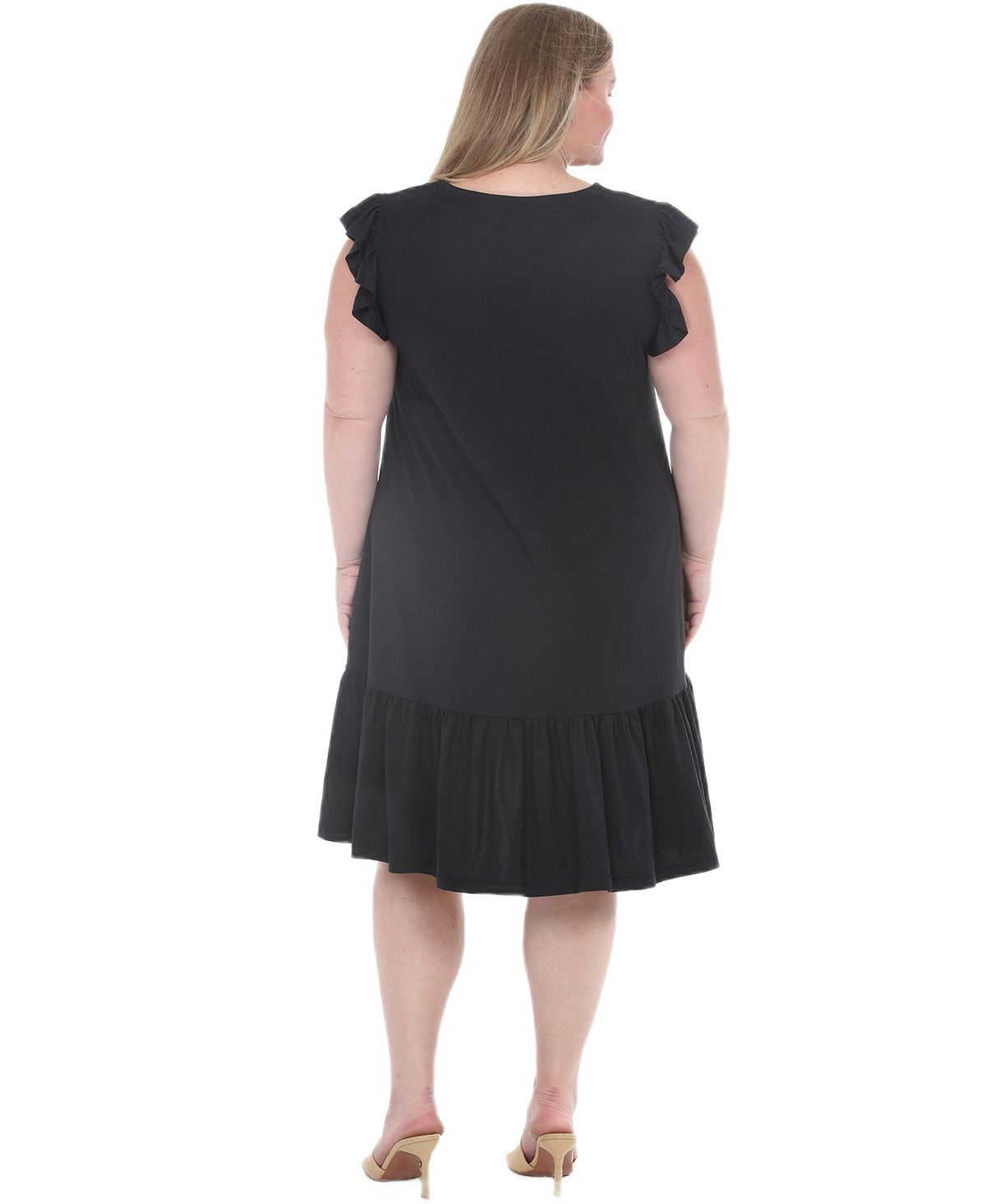White Mark Plus Size Flutter-Sleeve Button-Front Tiered Maternity Dress view 5 — MAYCSS fashion products