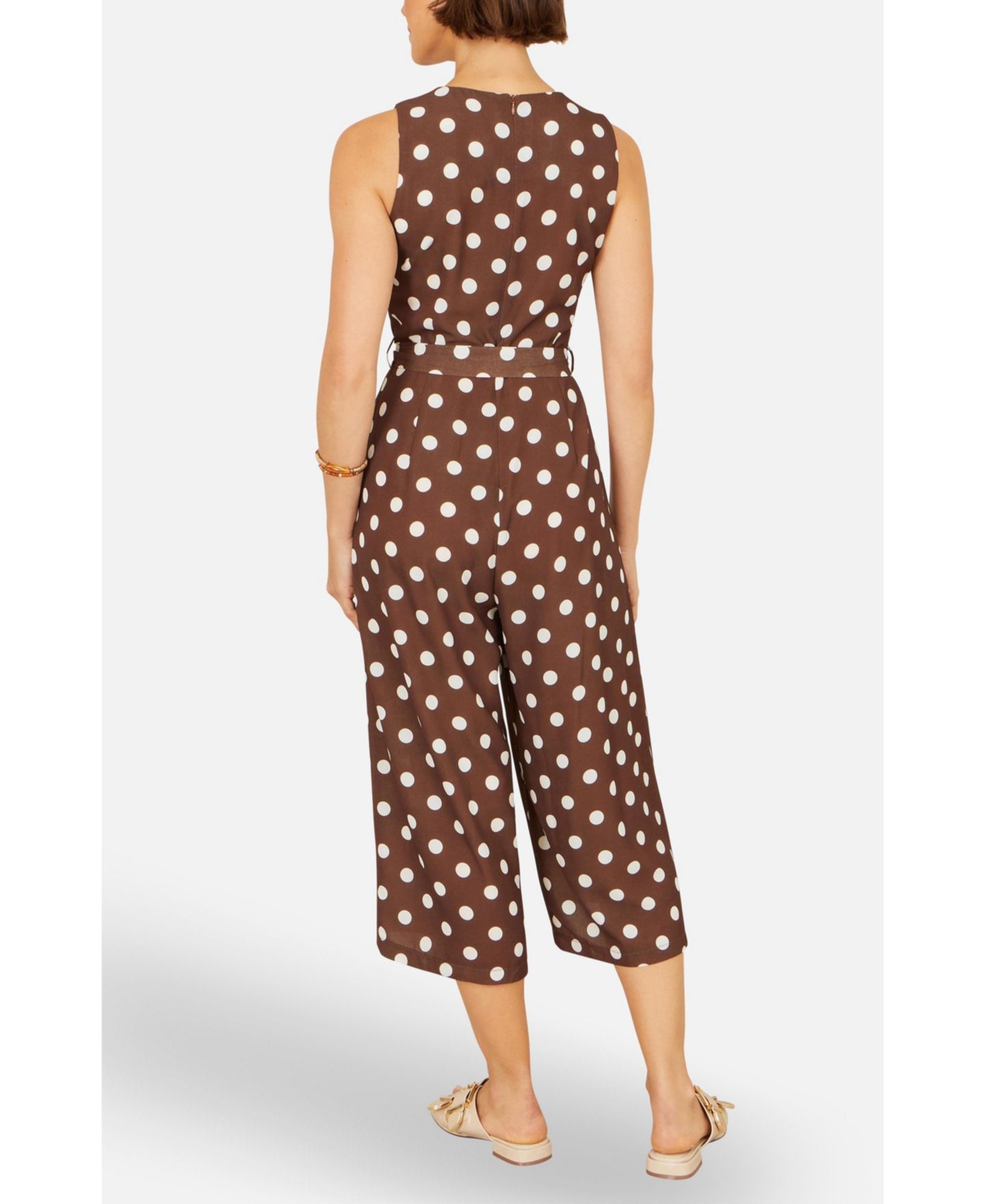 Женский комбинезон Yumi Polka Dot Culotte Jumpsuit, цвет: Коричневый — фото 7