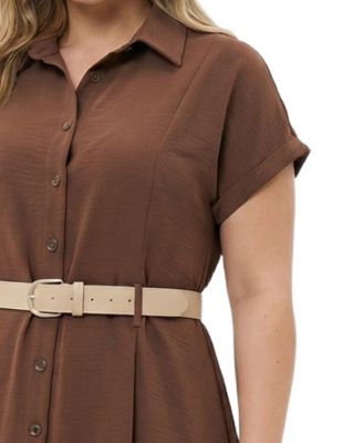 brown shirt dress womens Fit & Flare Midi Shirt Dress | Fit and Flare main image 1