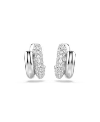 Rhodium-Plated Gleaming Tubular Huggie Earrings