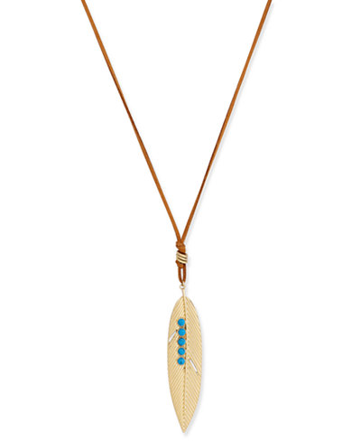 Danielle Nicole Gold-Tone Turquoise-Look Faux-Suede Freebird Necklace